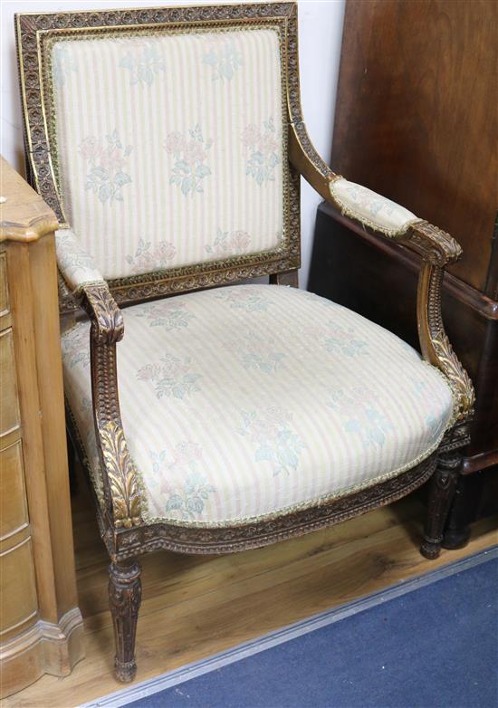 A pair of giltwood fauteuils